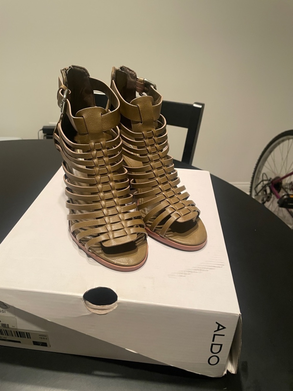 ALDO Olive Green Strappy Caged High Heel Sandals